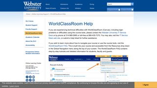 WorldClassroom - Online Learning Help | Webster University