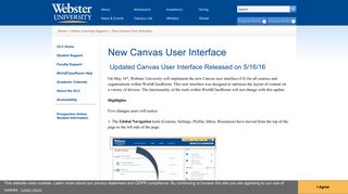 New Canvas User Interface | Webster University