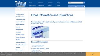 Email Information and Instructions | Webster University