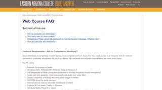 WebStudy Technical Issues - Eastern Arizona College