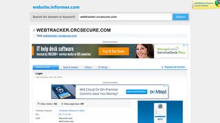webtracker.crcsecure.com at Website Informer. Login. Visit Webtracker ...