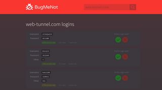 web-tunnel.com passwords - BugMeNot