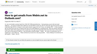 How to get emails from Webtv.net to Outlook.com? - Microsoft Community
