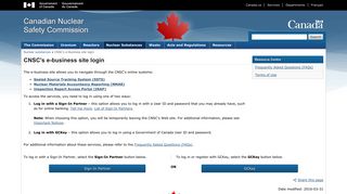 CNSC's e-Business site login - Canadian Nuclear Safety Commission