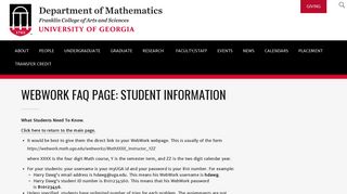 WEBWORK FAQ PAGE: STUDENT INFORMATION - UGA Math ...