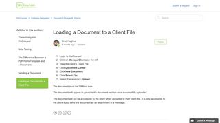 Loading a Document to a Client File – WeCounsel
