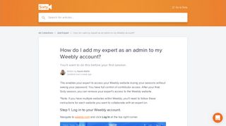 How do I add my expert as an admin to my Weebly account? | Sixty ...