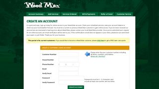 Create An Account - Weed Man Customer Portal