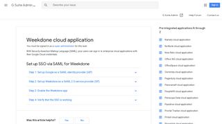 Weekdone cloud application - G Suite Admin Help - Google Support