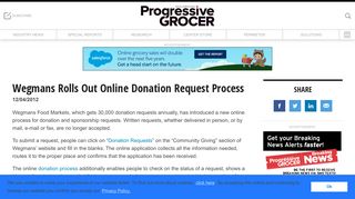 Wegmans Rolls Out Online Donation Request Process | Progressive ...