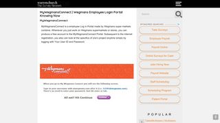 MyWegmansConnect | Wegmans Employee Login Portal Knowing Now