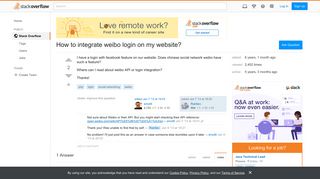 How to integrate weibo login on my website? - Stack Overflow