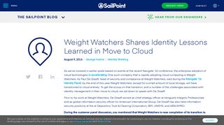 Weight Watchers Shares Identity Lessons Learned In Move to Cloud