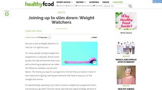 Joining up to slim down: Weight Watchers - Healthy Food Guide