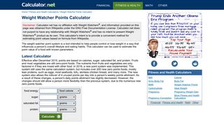 Weight Watcher Points Calculator - Calculator.net