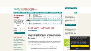 Online Diet and Food Diary - Weight Loss Resources