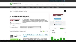 Reviews of Safe Money Report at Investimonials