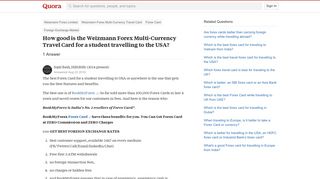 How good is the Weizmann Forex Multi-Currency Travel Card for a ...
