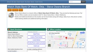 Welch State Bank Of Welch, Okla. in Miami Oklahoma - 2227 E. Steve ...