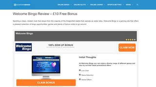 Welcome Bingo Review - £10 Free Bonus January 2019