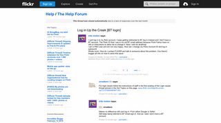 Flickr: The Help Forum: Log in Up the Creek [BT login]