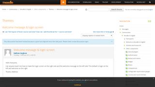 Moodle in English: Welcome message & login screen - Moodle.org