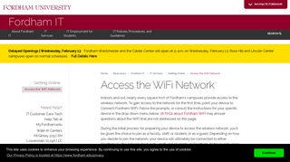 Access the WiFi Network - Fordham University