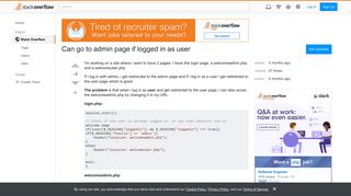 Can go to admin page if logged in as user - Stack Overflow