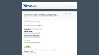 WellCare Health Plans, Inc : Login : Forgot Password
