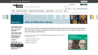 Wellcome Library | Jobs at Wellcome Library