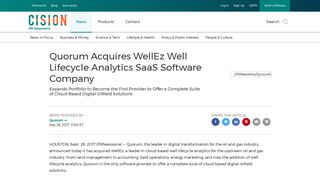 Quorum Acquires WellEz Well Lifecycle Analytics SaaS Software ...