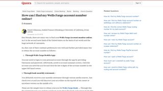 How to find my Wells Fargo account number online - Quora