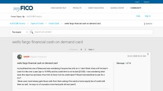 wells fargo financial cash on demand card - myFICO® Forums - 160796