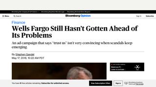 Wells Fargo Still Hasn't Gotten Ahead of Its Problems - Bloomberg