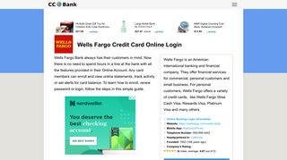 Wells Fargo Credit Card Online Login - CC Bank