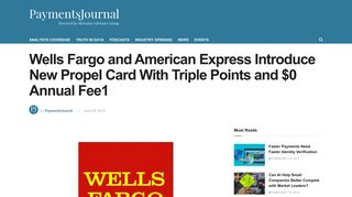 Wells Fargo and American Express Introduce New Propel Card With ...