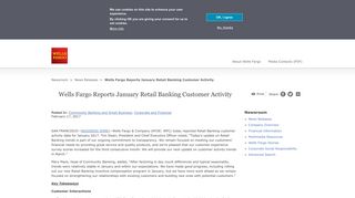 Wells Fargo Reports January Retail Banking Customer Activity | Wells ...