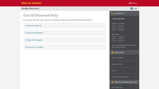 User ID/Password Help - Wells Fargo Dealer Services