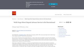 Wells Fargo Direct Deposit Advance Service to Be Discontinued ...