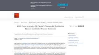 Wells Fargo to Acquire GE Capital's Commercial Distribution Finance ...