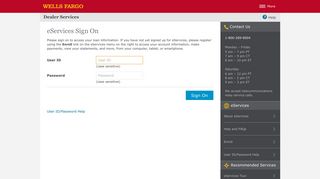 Wells Fargo Dealer Services: eServices Sign On