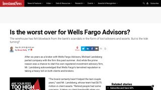 Is the worst over for Wells Fargo Advisors? - InvestmentNews