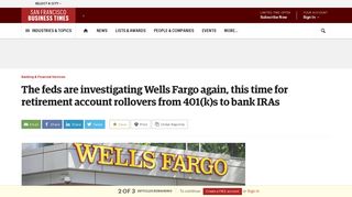 The feds are investigating Wells Fargo again, this time for retirement ...