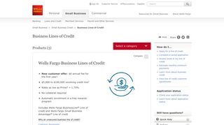 Small Business – Product List – Wells Fargo Business Lines of Credit