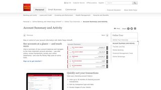 Account Summary and Activity - Online and Mobile Tour - Wells Fargo
