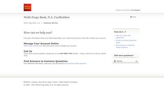 Cardholder Contact Information - Wells Fargo Bank, N.A.