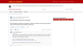 Online Banking is temporarily unavailable - Wells Fargo Community
