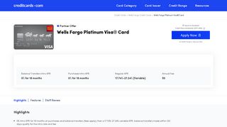 Wells Fargo Platinum Visa® Card - Apply Online - Credit Cards