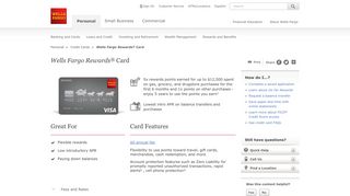Visa Rewards credit card | Wells Fargo