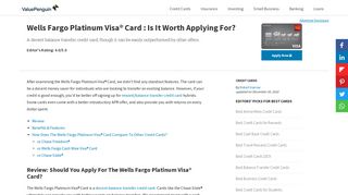 Wells Fargo Platinum Visa® Card : Is It Worth Applying For? | Credit ...